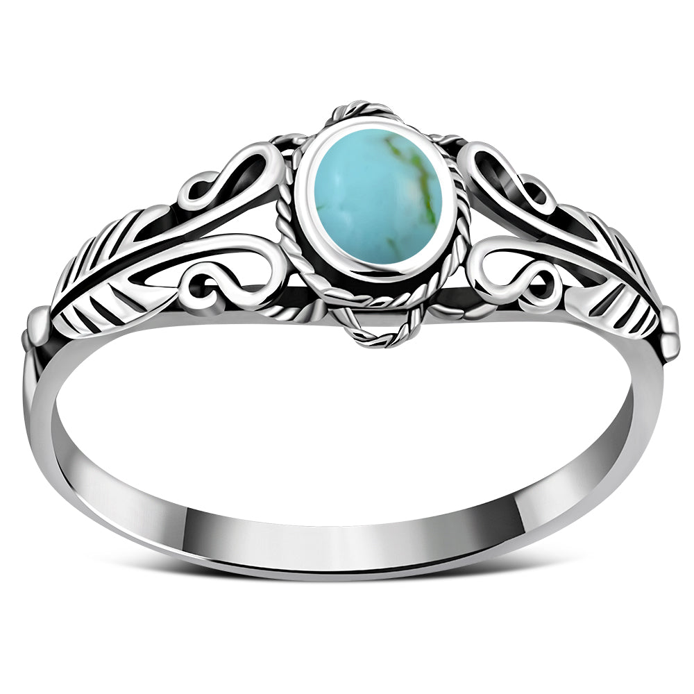 Ethnic Turquoise Solid Silver Ring