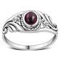 Flower Garnet Sterling Silver Stone Ring
