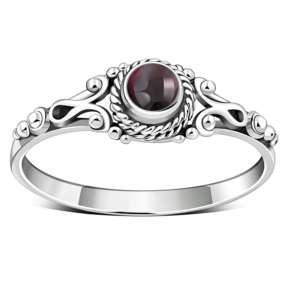 Garnet Stone Sterling Silver Ring