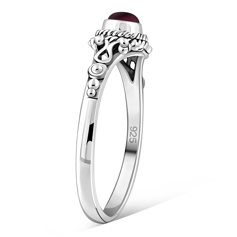 Garnet Stone Sterling Silver Ring