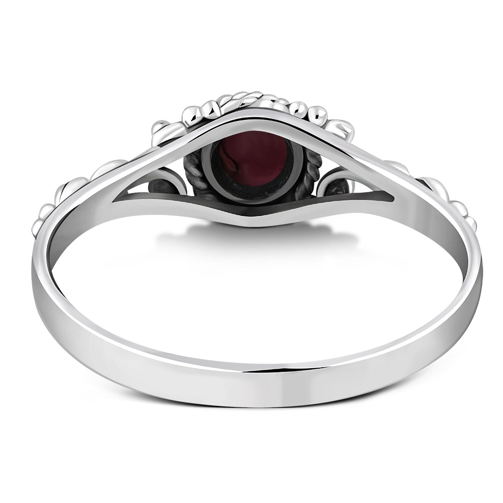 Garnet Stone Sterling Silver Ring