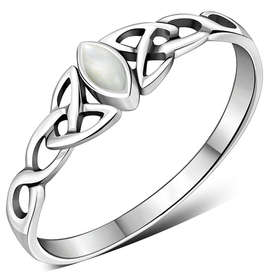 Celtic Silver Ring w/ Mother of Pearl