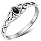 Celtic Knot Silver Ring w/ Cabochon Black Onyx