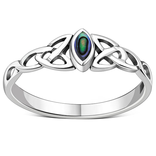 Celtic Knot Silver Ring w/ Abalone Shell