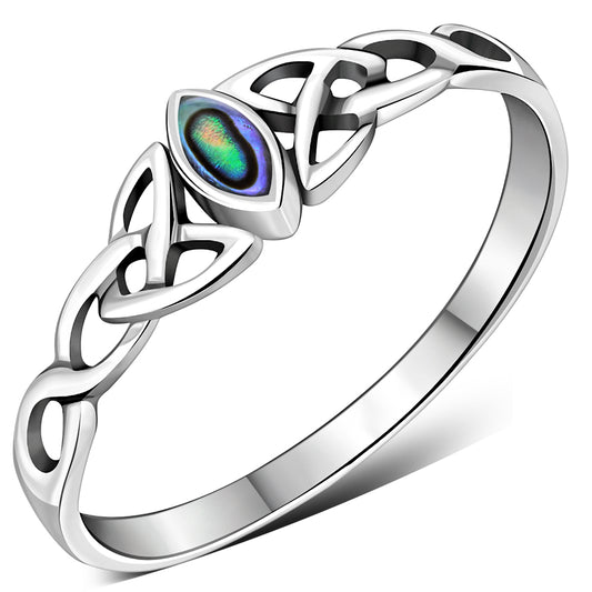 Celtic Knot Silver Ring w/ Abalone Shell