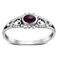 Thin Heart Garnet Stone Silver Ring