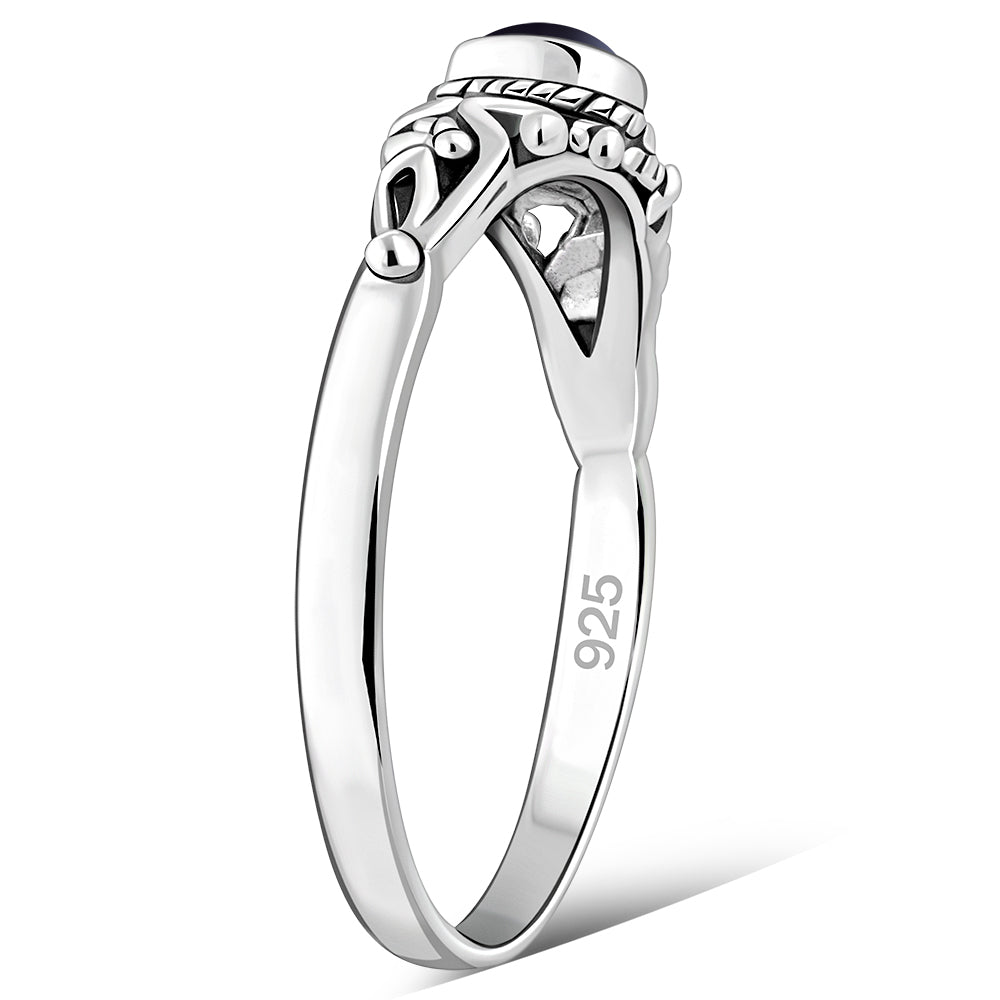 Sterling Silver Amethyst Stone Leaves Ring