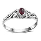 Sterling Silver Garnet Leaves Ring