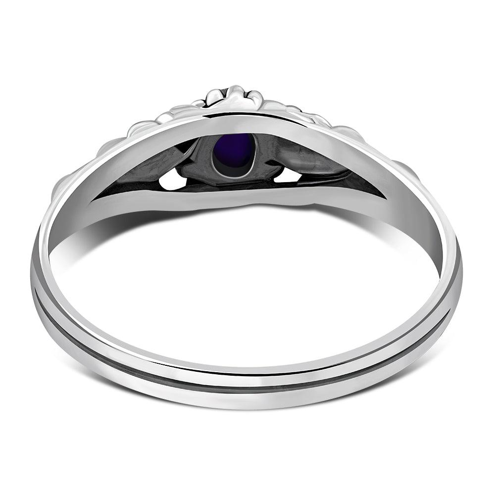 Amethyst Stone Flowers Sterling Silver Ring