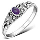 Amethyst Stone Flowers Sterling Silver Ring