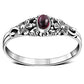 Garnet Stone Flowers Sterling Silver Ring