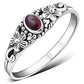 Garnet Stone Flowers Sterling Silver Ring