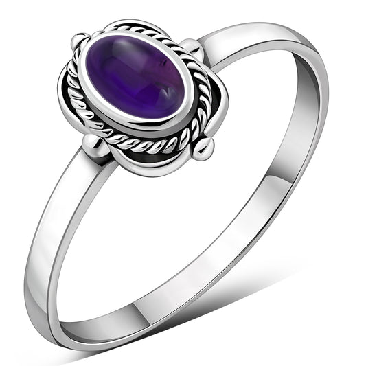 Amethyst Stone Sterling Silver Ring