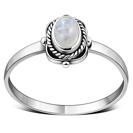 Rainbow Moonstone Sterling Silver Ring