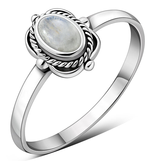 Rainbow Moonstone Sterling Silver Ring