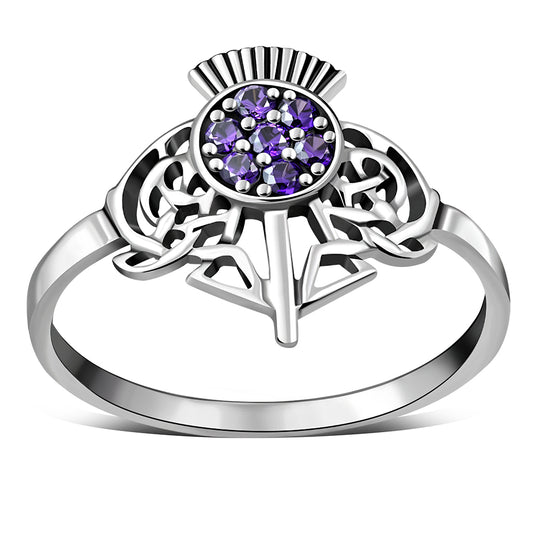 Celtic Knot Thistle Sterling Silver Ring