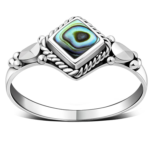 Ethnic Style Abalone Shell Silver Ring
