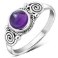 Amethyst Spiral Sterling Silver Ring