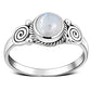 Rainbow Moonstone Spiral Sterling Silver Ring