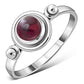 Garnet Stone Silver Ring