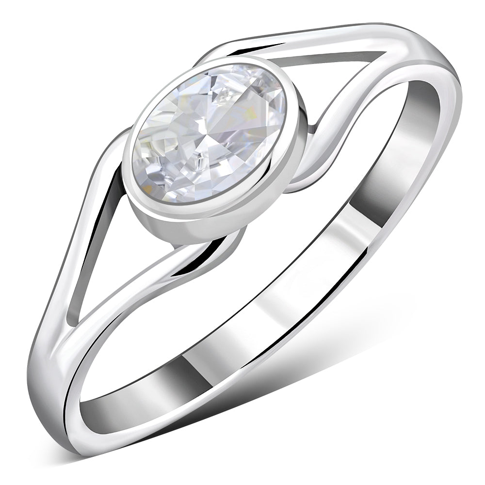 Delicate Clear CZ Sterling Silver Ring