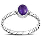 Twisted Amethyst Stone Sterling Silver Ring