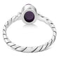 Twisted Amethyst Stone Sterling Silver Ring