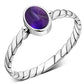 Twisted Amethyst Stone Sterling Silver Ring