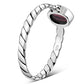 Twisted Garnet Stone Sterling Silver Ring