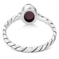 Twisted Garnet Stone Sterling Silver Ring