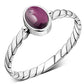 Twisted Garnet Stone Sterling Silver Ring