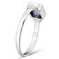 Delicate Rectangle Shape Amethyst Stone Silver Ring