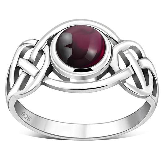 Celtic Knot Sterling Silver Garnet Ring