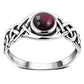 Garnet Stone Celtic Knot Sterling Silver Ring