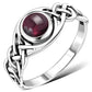 Garnet Stone Celtic Knot Sterling Silver Ring