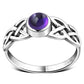 Irish Gaelic Celtic Knot 925 Sterling Silver Ring With Amethyst Stone