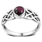 Irish Gaelic Celtic Knot 925 Sterling Silver Ring With Garnet Stone