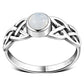 Irish Gaelic Celtic Knot 925 Sterling Silver Ring With Rainbow Moonstone