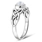 Irish Gaelic Celtic Knot 925 Sterling Silver Ring With Rainbow Moonstone