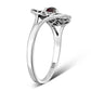Delicate Round Garnet Celtic Silver Ring