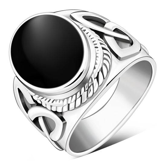 Celtic Trinity Knot Black Onyx Sterling Silver Ring