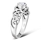 Celtic Knot Clear CZ Heart Silver Ring