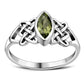 Faceted Peridot Stone Celtic Silver Ring