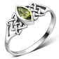 Faceted Peridot Stone Celtic Silver Ring