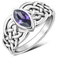 Marquise cut Amethyst Stone Celtic Silver Ring
