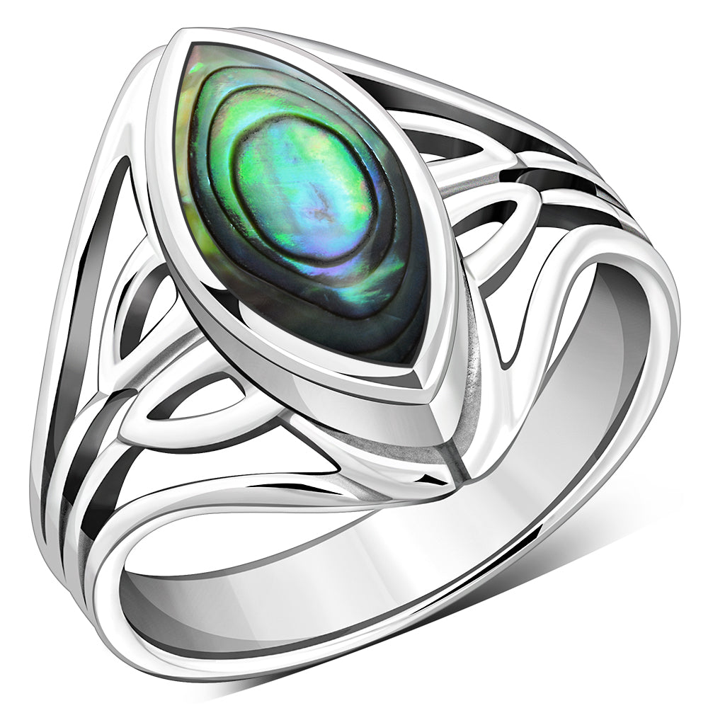 Large Abalone Shell Silver Ring