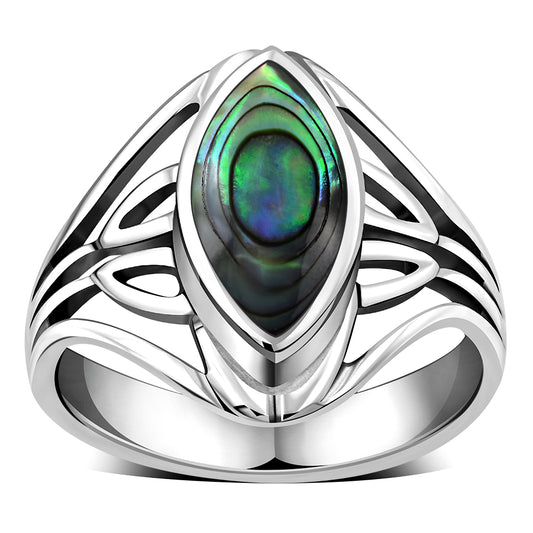 Large Abalone Shell Silver Ring