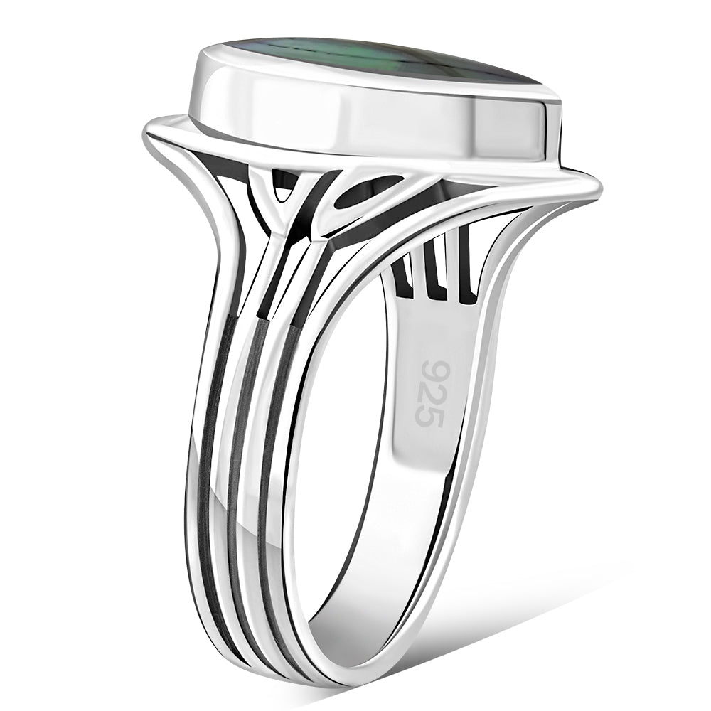 Large Abalone Shell Silver Ring