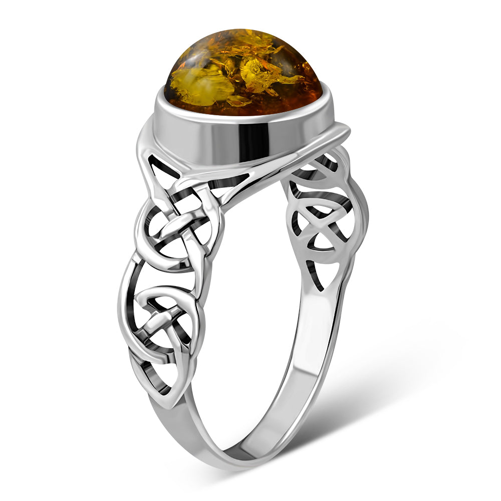 Baltic Amber Celtic Sterling Silver Ring