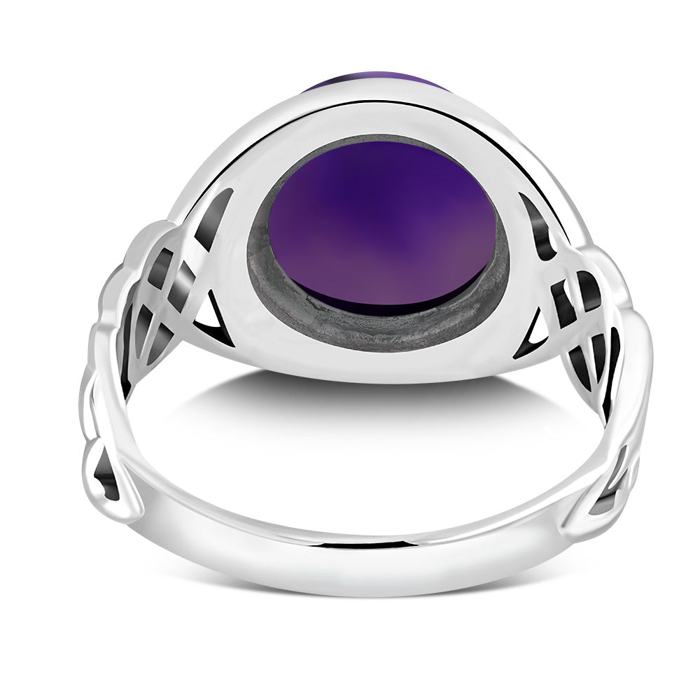 Amethyst Stone Celtic Sterling Silver Ring
